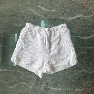White linen shorts